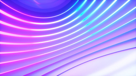 A spherical room with bright neon lighting with an offset effect. Business background. 3d...