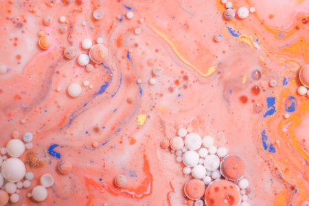 Colorful acrylic bubbles.Abstract ink design template mixed texture background. Liquid color backdrop. Wallpaper pattern. Oil poster. Design template. Fluid artの写真素材