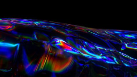 Water splash in slow motion on colorful background. Water splashing and waving 3d illustration,...