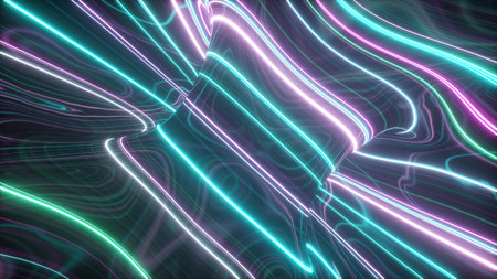 3d illustration, abstract topographic animation background, fluorescent ultraviolet light, glowing neon lines, move inside, blue spectrum pink, modern colorful illuminationの写真素材