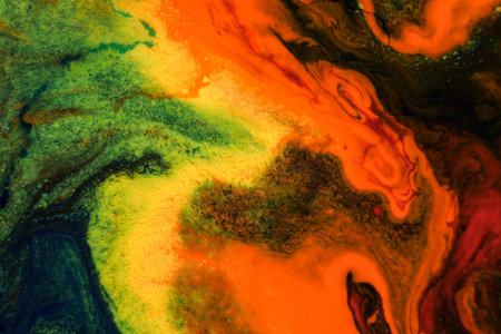 Colorful paint background in concept Fantasy luxury texture. Colors dropped into liquid and...