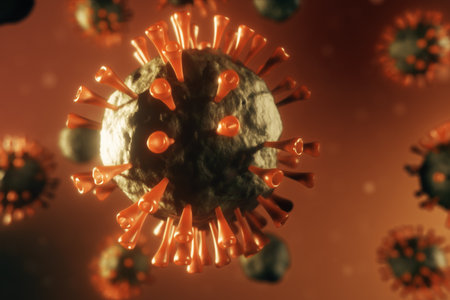 Dangerous virus 3d illustration for scientific researchers. Bacteria under the microscope....