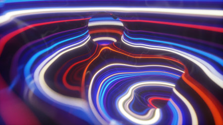 Abstract colorful background of topographic map concept. Wavy backdrop. Space surface. magic neon...