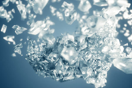 Ice cube explosion in slow motion 3d illustration