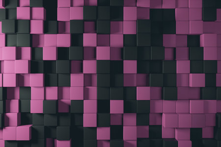 Abstract 3d illustration background of the movement of two-color cubesの写真素材