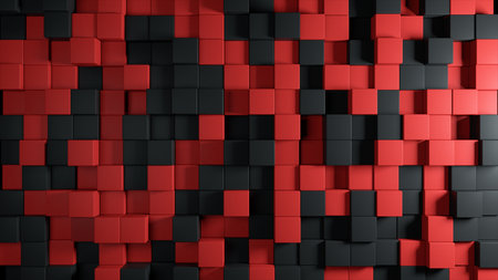 Abstract 3d illustration background of the movement of two-color cubes