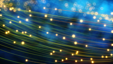 Abstract glowing fiber lines. Abstract blue glowing fiber optic lines. Bright light beam for fast...