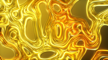 Abstract gold silky fabric forms beautiful folds. 4k 3D animation of wavy surface forms ripples like...
