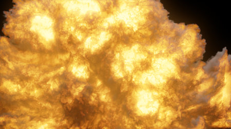 A realistic fiery explosion close up 3d illustration,