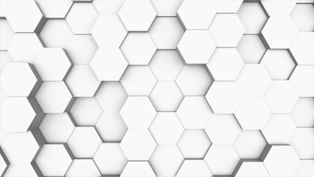 Random waving motion abstract background from hexagon geometric surface loop: light bright clean...