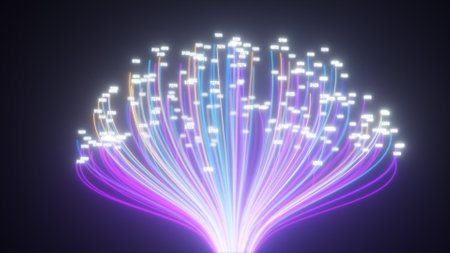 Growing tree transmitting internet cloud computing data. The concept of network technologies, neural...
