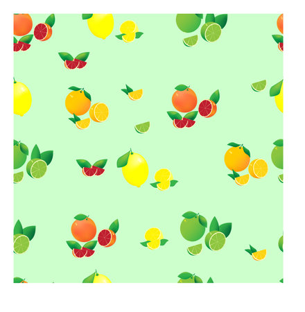 Citrus pattern of orange lime grapefruit lemon.