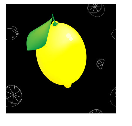 A pattern of a whole yellow lemon with the addition of white halves and lobes.のイラスト素材