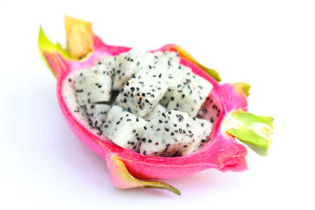Dragon Fruit sliced on white.の写真素材
