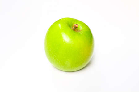 Natural organic fresh green apple isolated on white background.の写真素材