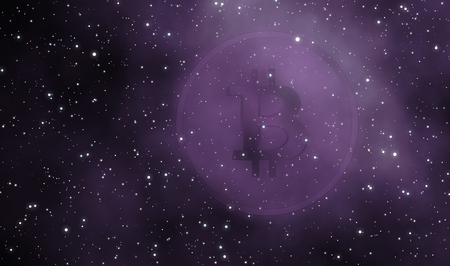Bitcoin crypto currency galaxy illustration concept design background.の写真素材