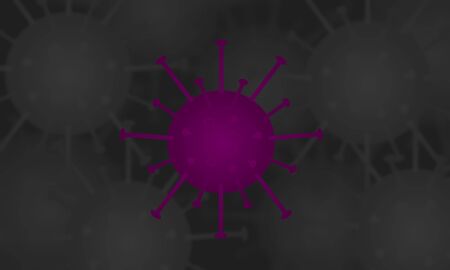 Purple coronavirus or covid-19 illustration concept design background.の写真素材