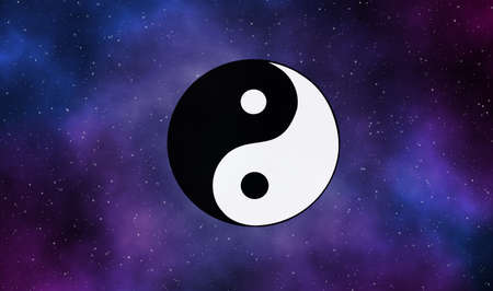 Abstract yinyang sign in galaxy illustration design background.の写真素材