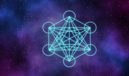 Metatron cube in universe illustration design background.