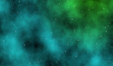 Spacescape illustration astronomy graphic design background with nebula and glowing stars in deep universe.の写真素材