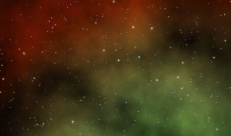 Space scape illustration astronomy graphic galaxy design background with gas clouds and glowing stars in deep universe.の写真素材