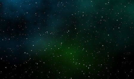 Space scape illustration astronomy graphic galaxy design background with gas clouds and glowing stars in deep universe.の写真素材