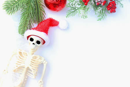 Santa Ghost and Christmas decoration elements on white background.の写真素材