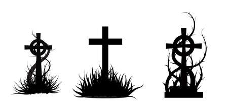 Set of gravestones graphic design on white background.のイラスト素材