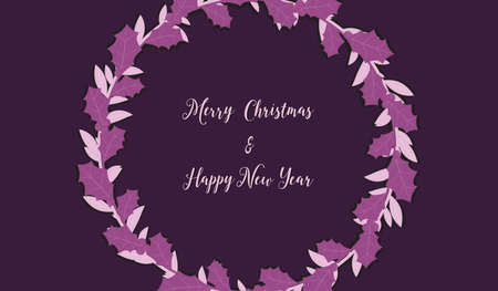 Dark violet Merry Christmas & Happy New Year greeting card design.の写真素材