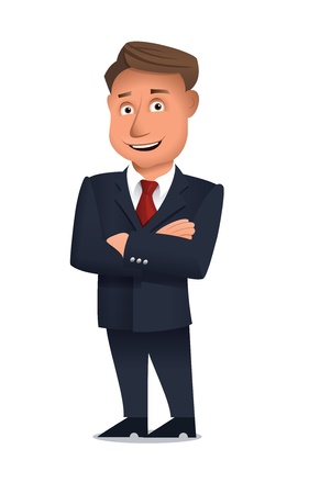 Businessman standing alone with arms crossedのイラスト素材