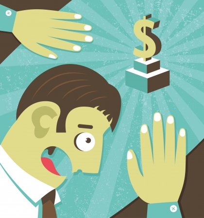 Businessman possessed by money greedのイラスト素材