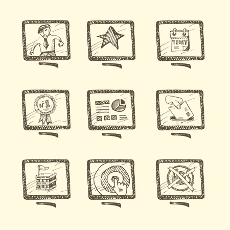 Hand drawn business icon setのイラスト素材