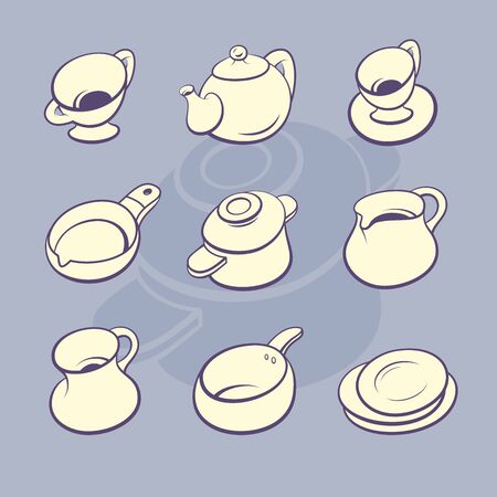 Hand drawn kitchen ware setのイラスト素材