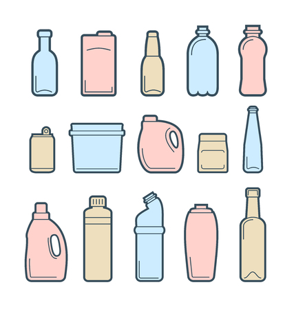 Icons set of used and empty beverage containersのイラスト素材