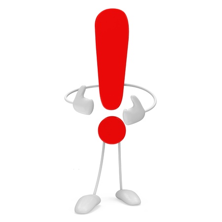 Exclamation Mark Personage isolated on white backgroundの写真素材