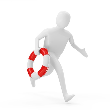 3d Man Running with Lifebeltの写真素材