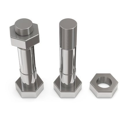 Bolt and Nut on white background