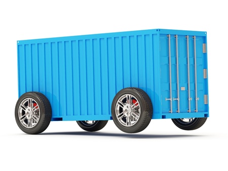 Cargo Container on Wheels isolated on white background