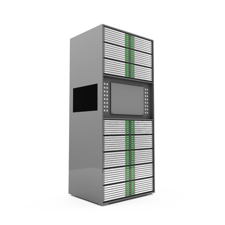 Modern Server Rack isolated on white backgroundの写真素材