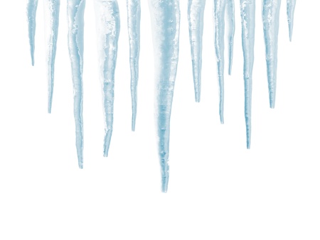 Icicles isolated on white backgroundの写真素材