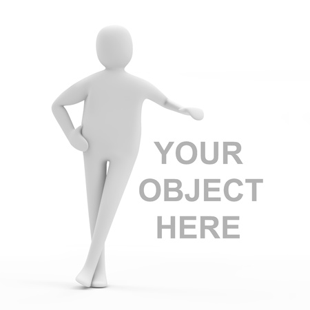 3d Man Presenting Your Object isolated on white backgroundの写真素材