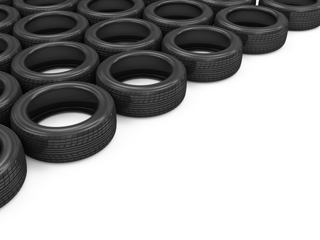 Car Tires isolated on white background with place for your textの写真素材