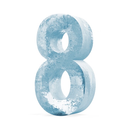 Icy Numbers isolated on white background  Number 8 の写真素材