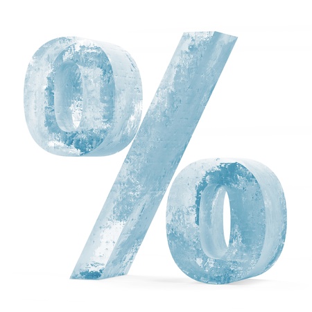 Icy Percent Sign over white backgroundの写真素材