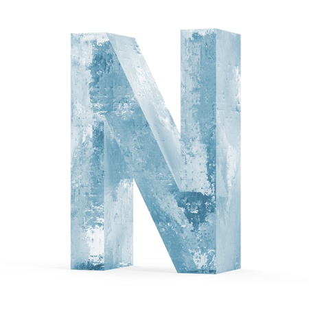 Icy Letters isolated on white background  Letter N の写真素材