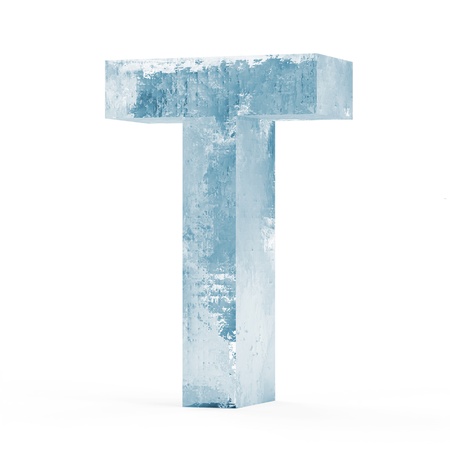 Icy Letters isolated on white background  Letter T の写真素材