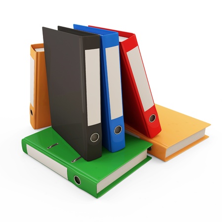 Group of Colorful Folders with Documents isolated on white background