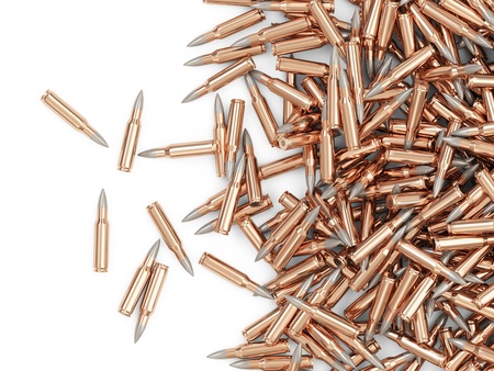 Heap of Rifle Bullets isolated on white background with place for Your textの写真素材