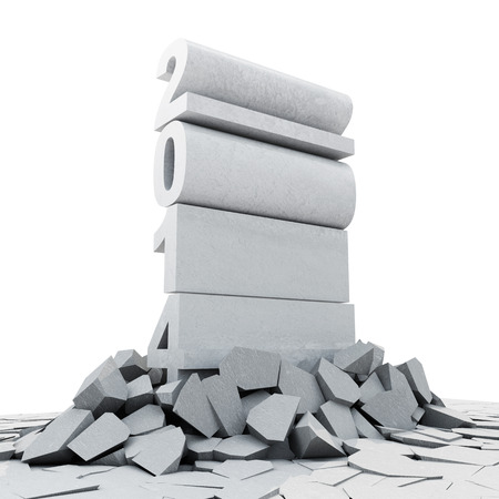 Abstract Illustration of New Year 2014 Breaking Through from Floorの写真素材