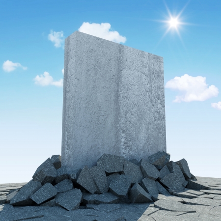 Abstract Illustration of Solid Concrete Block Breaking Through from Groundの写真素材